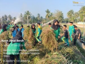 PEMDES SUMBERJAYA GELAR KERJA BAKTI JUMAT BERSIH MENYAMBUT BULAN KEMERDEKAAN